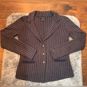 Tommy Hilfiger navy blue and gray houndstooth 3 button blazer